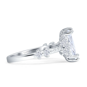Marquise Halo Beaded Ring Cubic Zirconia 925 Sterling Silver Wholesale
